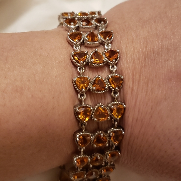 BONUS INC! Size 7 inch, Madeira Citrine Bracelet, 925 Silver, 35 grams, 22.7 tgw - Picture 9 of 12